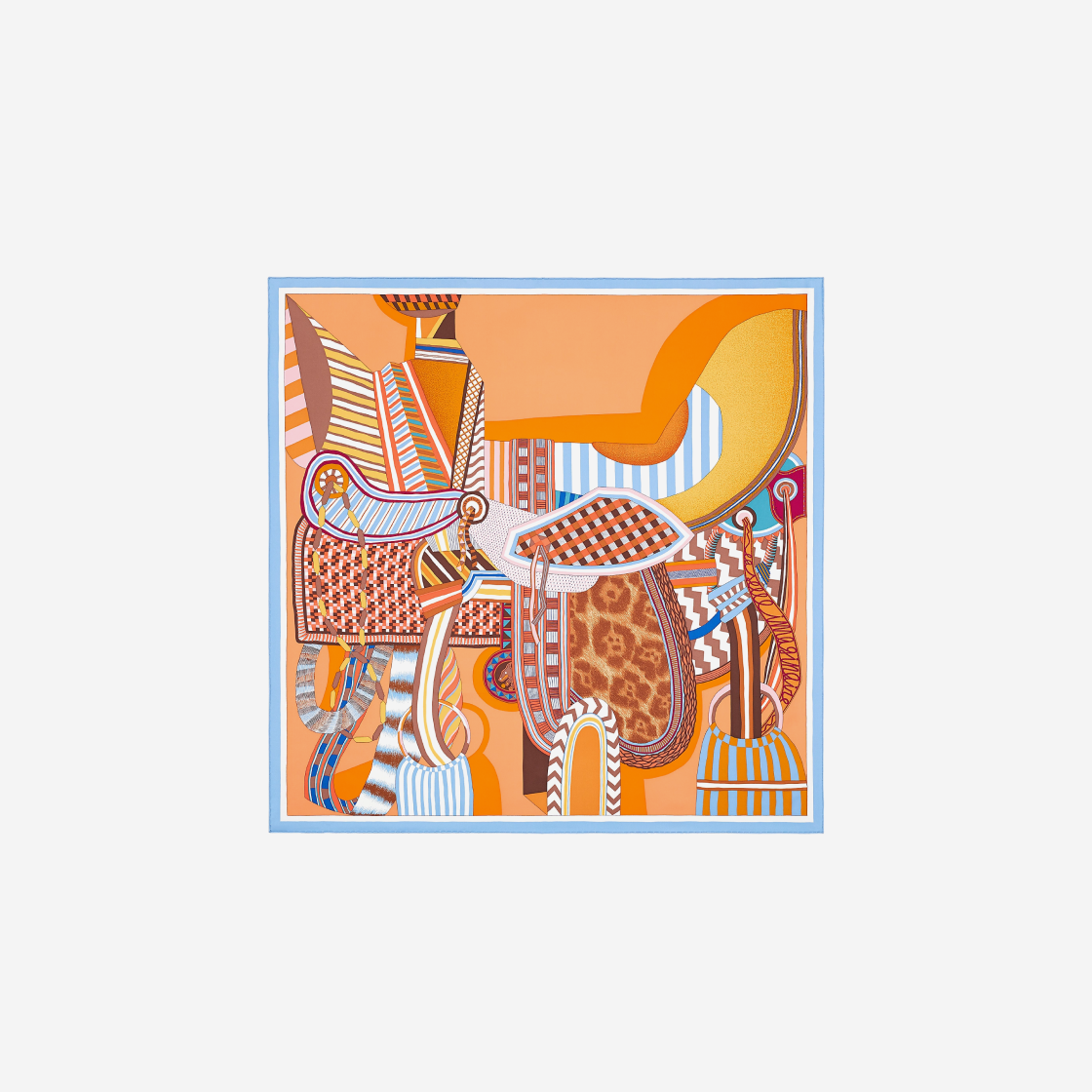 (W) 에르메스 라 셀 이마지네르 스카프 90 아브리꼬 라방드 브룬((W) Hermes La Selle Imaginaire Scarf 90 Abricot Lavande Brun)
