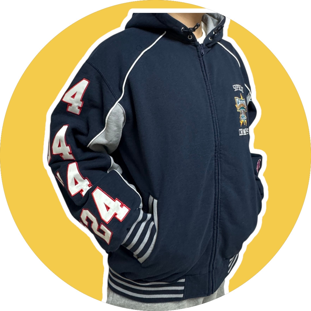Supreme Playoffs Zip Up Hooded Sweatshirt Navy - 25SS, Supreme Military Camp Cap Dark Royal - 25SS 착용 스타일 - 2