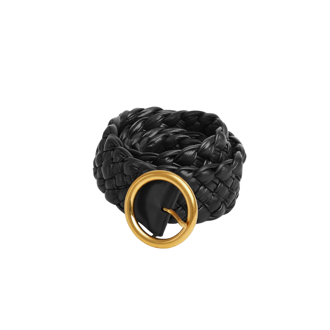 (W) 보테가 베네타 폴라드 인트레치오 벨트 블랙((W) Bottega Veneta Foulard Intreccio Belt Black) - 1