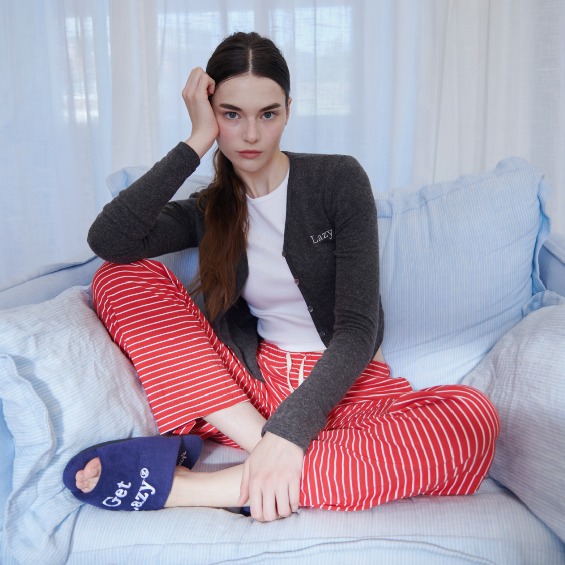 레이지지 코지 레이지 스트라이프 와이드 스웻팬츠 레드(Lazyz Cozy Lazy Stripe Wide Sweatpants Red) - 4