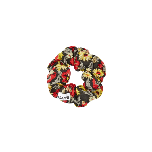 (W) Ganni 3D Jacquard Scrunchie Meadow Black