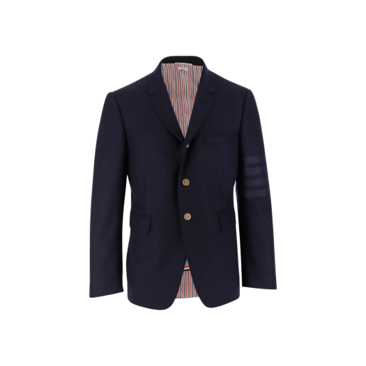 Thom Browne Wool Cashmere Flannel Classic Tonal 4-Bar Sport Coat Navy