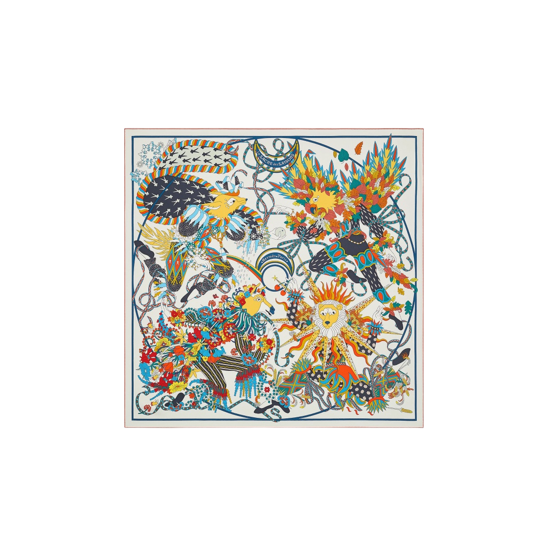 (W) 에르메스 르 사크레 데 쎄종 스카프 90 크레 죤 쏠레이 멀티꼴로르 | Hermes | KREAM (W) Hermes Le Sacre des Saisons Scarf... 