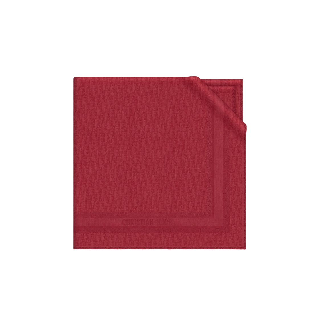 25DOB140I160-C315 Dior D-Oblique Shawl Wool Silk Cashmere Red - 대표 이미지 #1