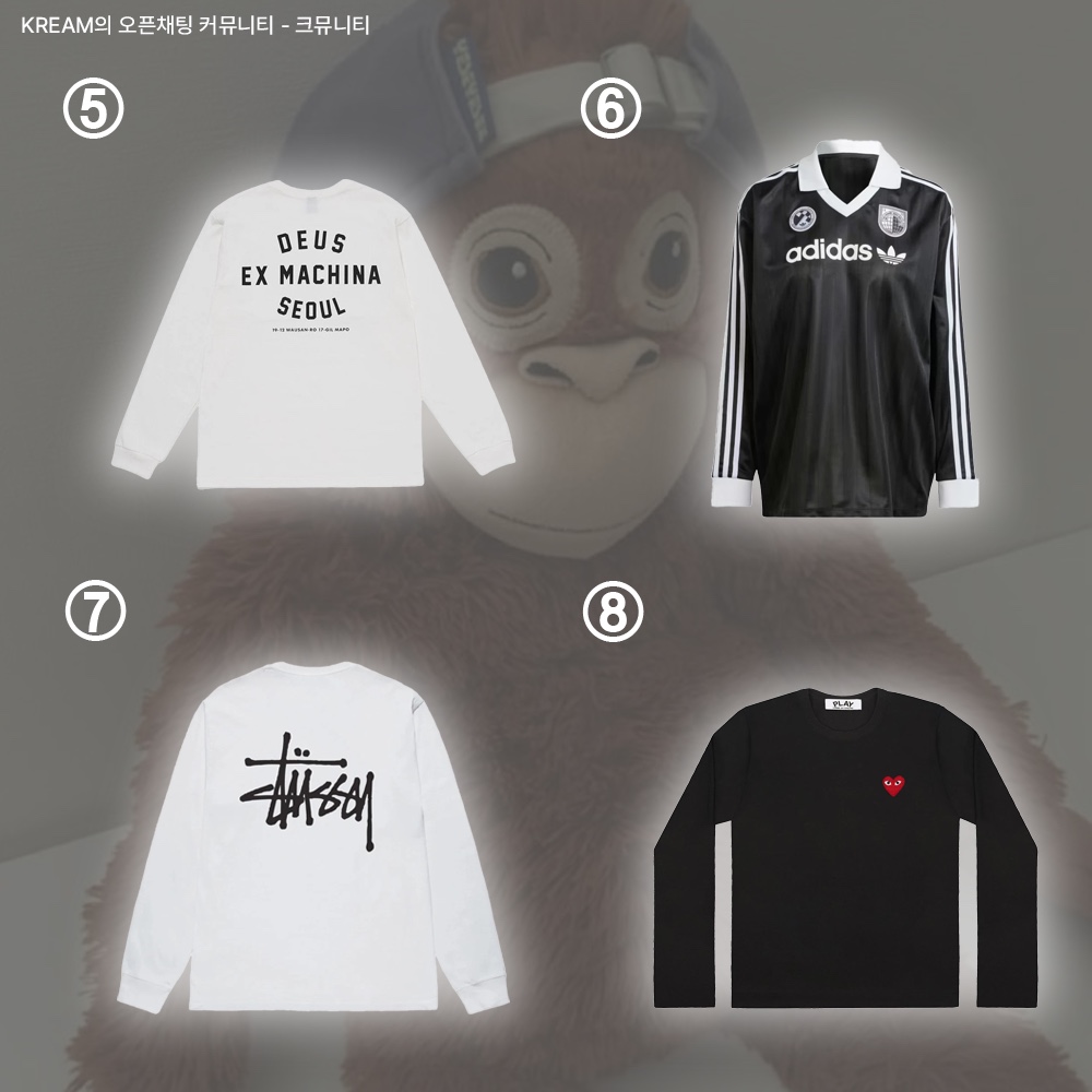 Arc'teryx Arc'Multi Bird Logo LS T-Shirt White Light, Stussy Raglan Thermal LS Crew Washed Black 착용 스타일 - 3