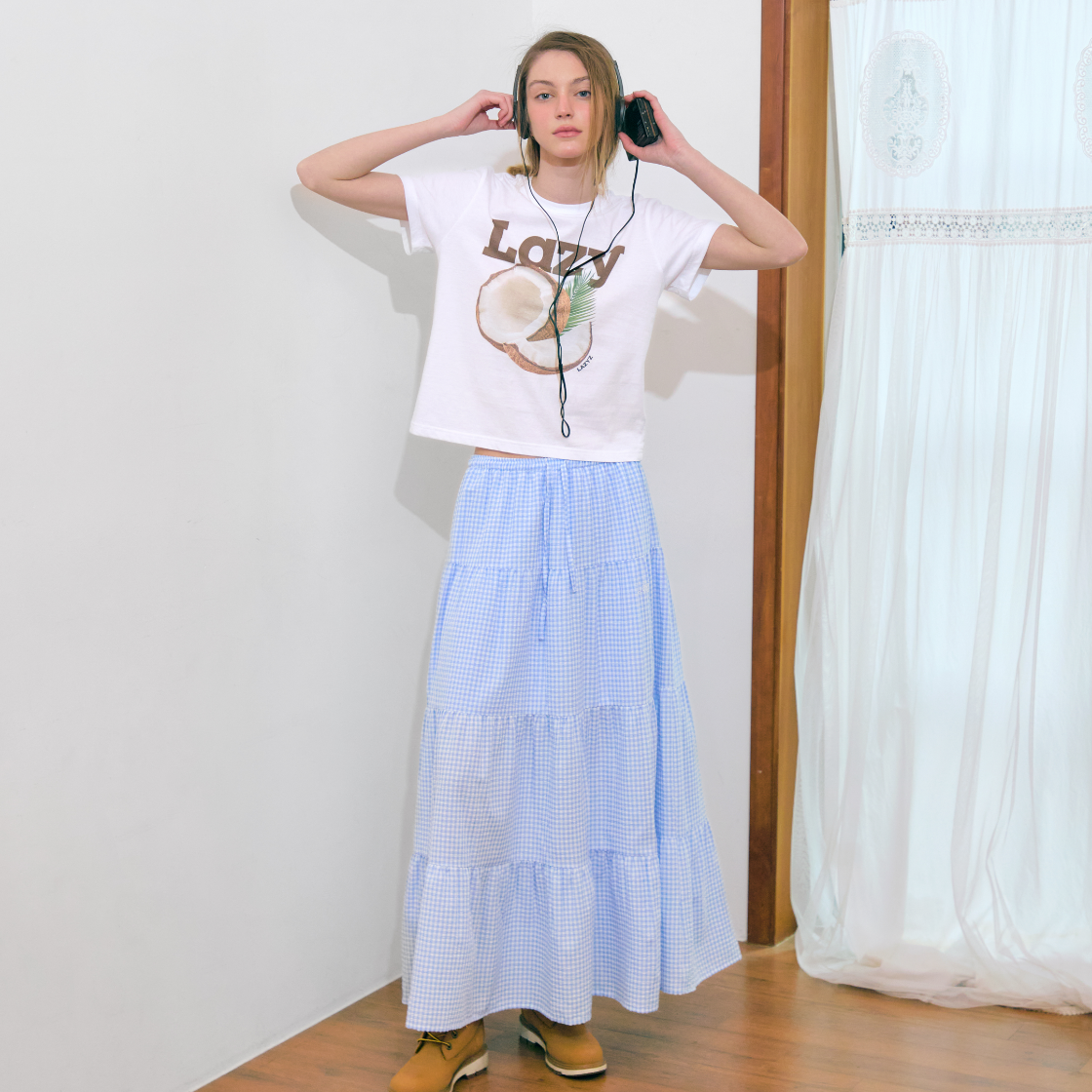 레이지지 레이지 코코넛 크롭티셔츠 화이트(Lazyz Lazy Coconut Crop T-Shirt White) - 3