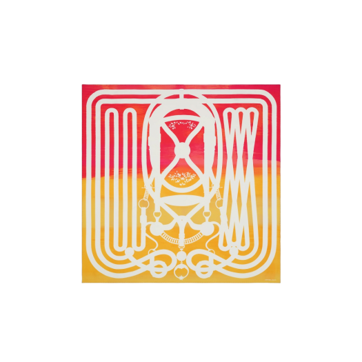 (W) Hermes Grand Tralala Workshop Scarf 90 Fuchsia Orange Blanc