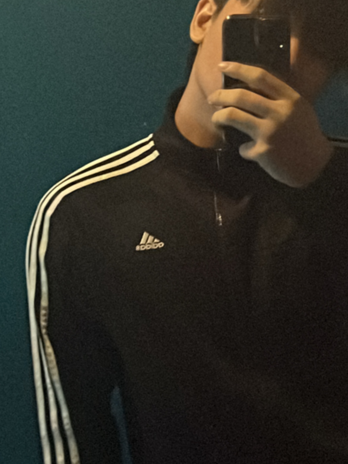 Adidas 3S Regular Fit Double Knit Track Top Black White - KR Sizing 착용 스타일 - 1