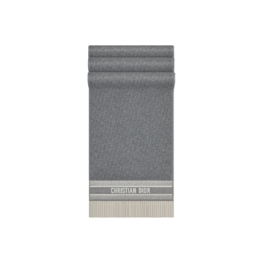 (W) Dior Oblique Scarf Cashmere Gray