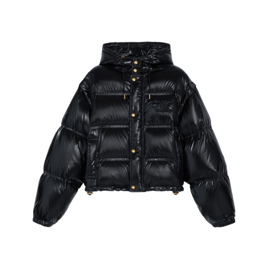 (W) Celine Cropped Puffer Jacket in Lightweight Nylon Black
