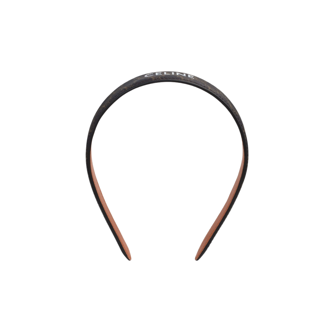 (W) 셀린느 카프스킨 트리옹프 캔버스 헤드밴드 골드 탄((W) Celine Triomphe Canvas Headband in Calfskin Gold Tan)