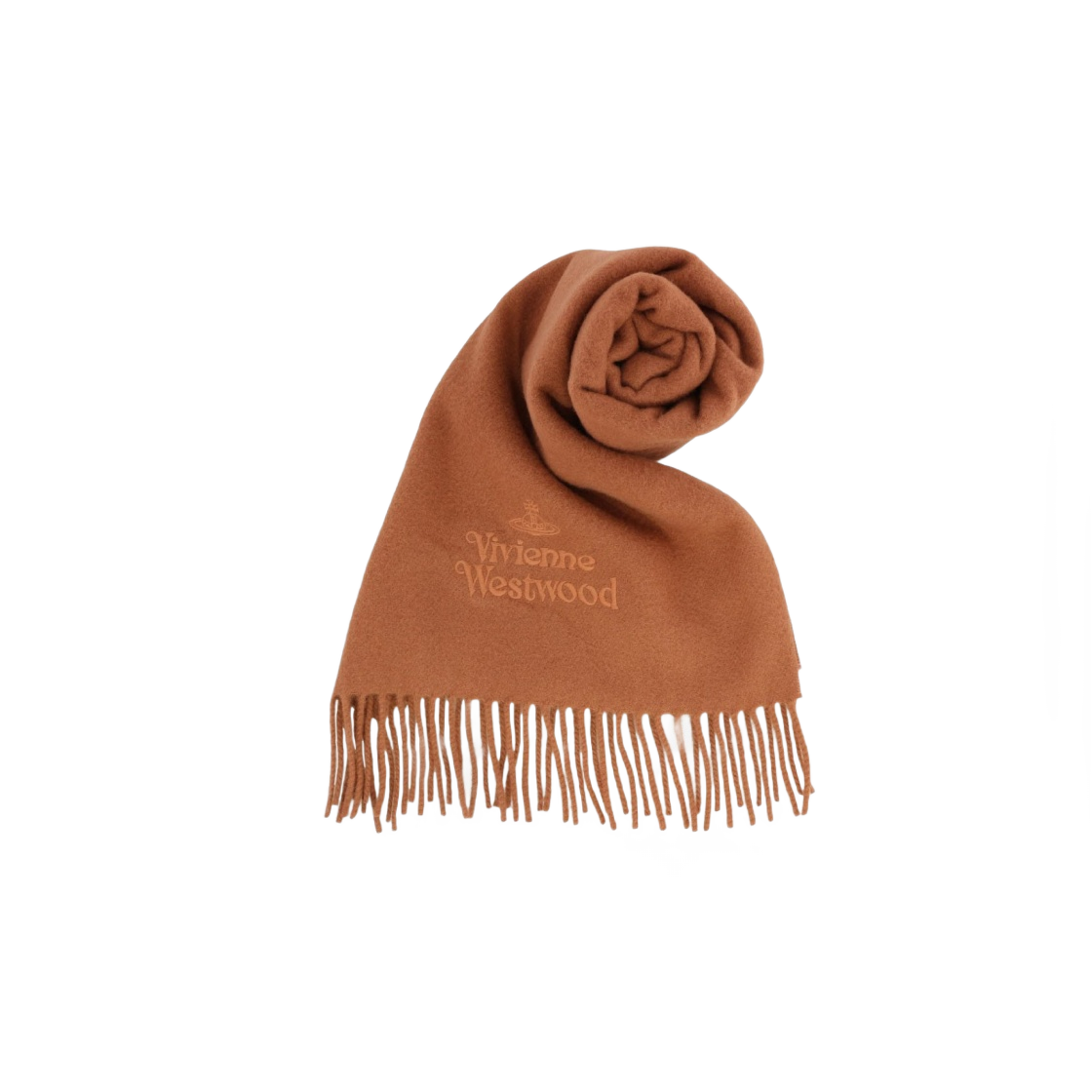 81030007-W001Z-C410 Vivienne Westwood Embroidered Lambswool Scarf Cinnamon - 대표 이미지 #1