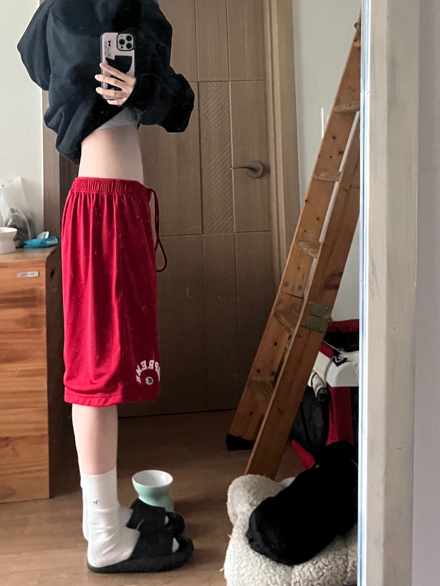 Supreme x Champion Mesh Short Red - 24SS 착용 스타일