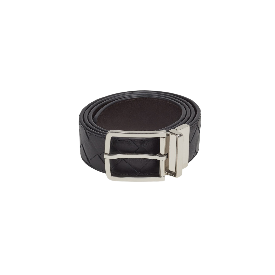 652944VCPQ11205 Bottega Veneta Intrecciato Reversible Belt Black Fondant