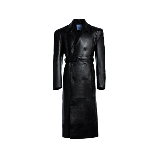 H&M x Mugler Leather Trench Coat Black