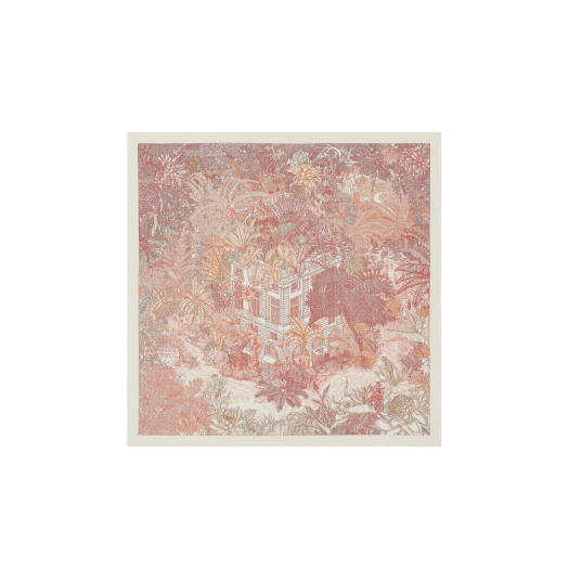 (W) Hermes Faubourg Tropical Shawl 140 Blanc Rouge Corail