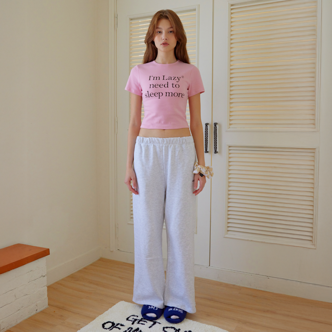 레이지지 슬립모어 크롭 숏 슬리브 티셔츠 핑크(Lazyz Sleep More Crop Short Sleeve T-Shirt Pink) - 4