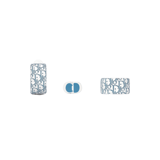 Dior Oblique Earring Silver and Resin Silver Blue (Set of 3)