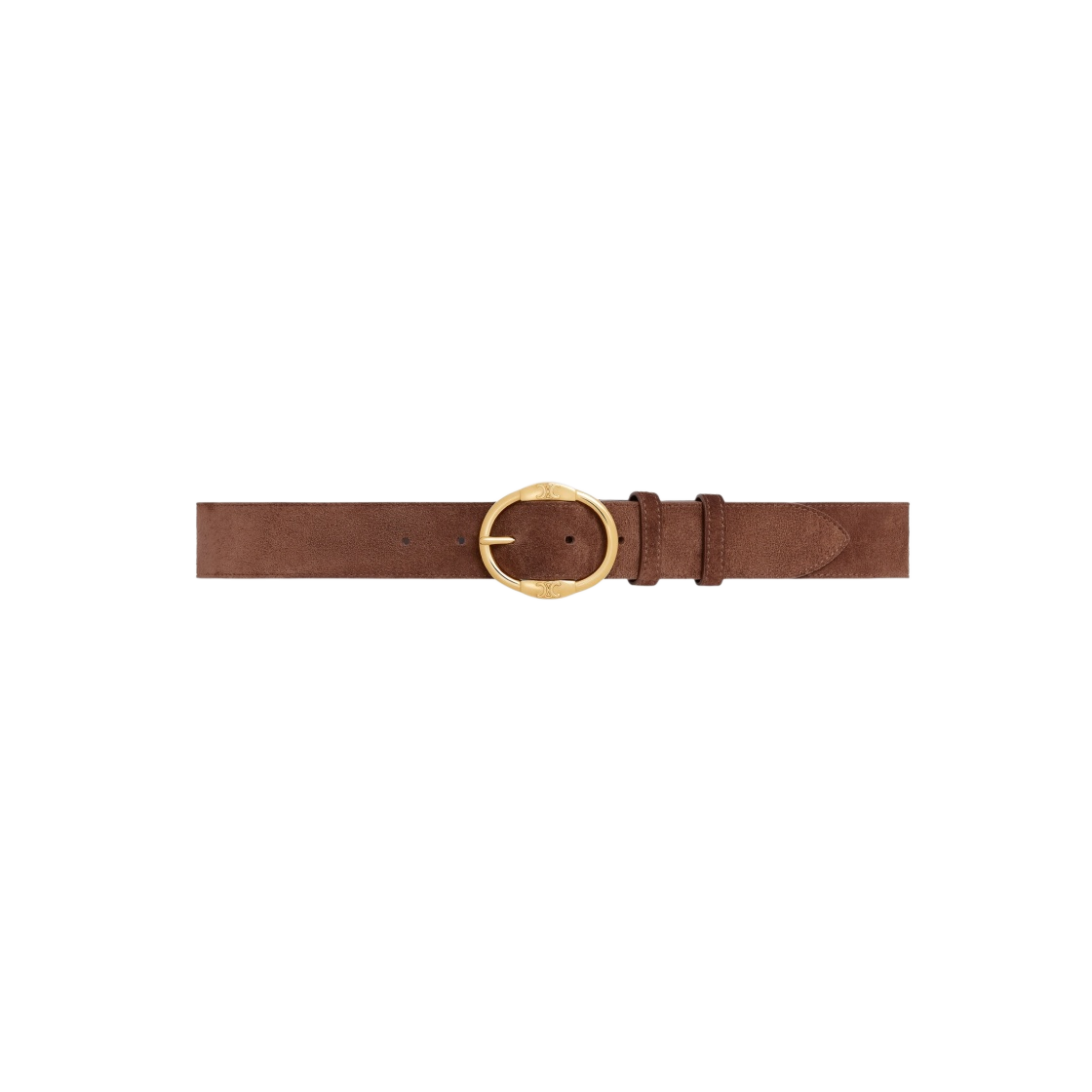 45BDZ3AJB-19BR (W) Celine Large 35mm Twin Triomphe Belt in Suede Calfskin Brown - 대표 이미지 #1