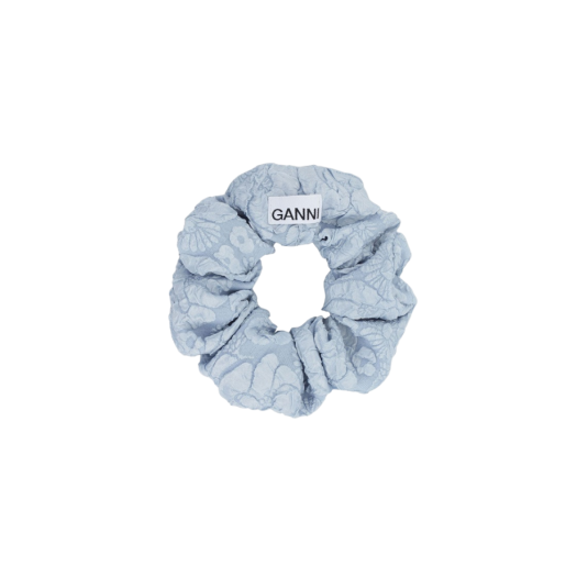 (W) Ganni Stretch Jacquard Scrunchie Sky Blue
