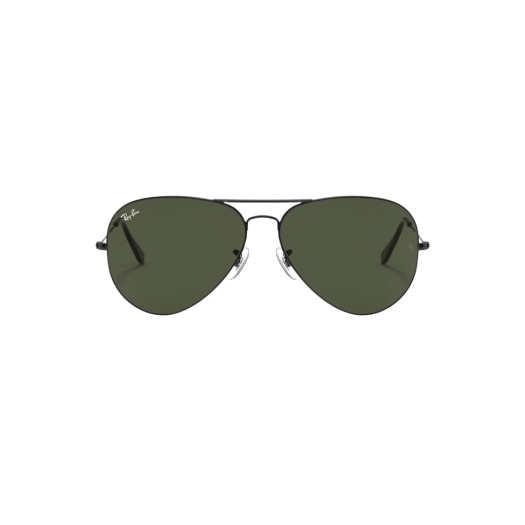 Ray-Ban Aviator Large Metal II Classic Polished Black Frame Green Classic G-15 Lenses