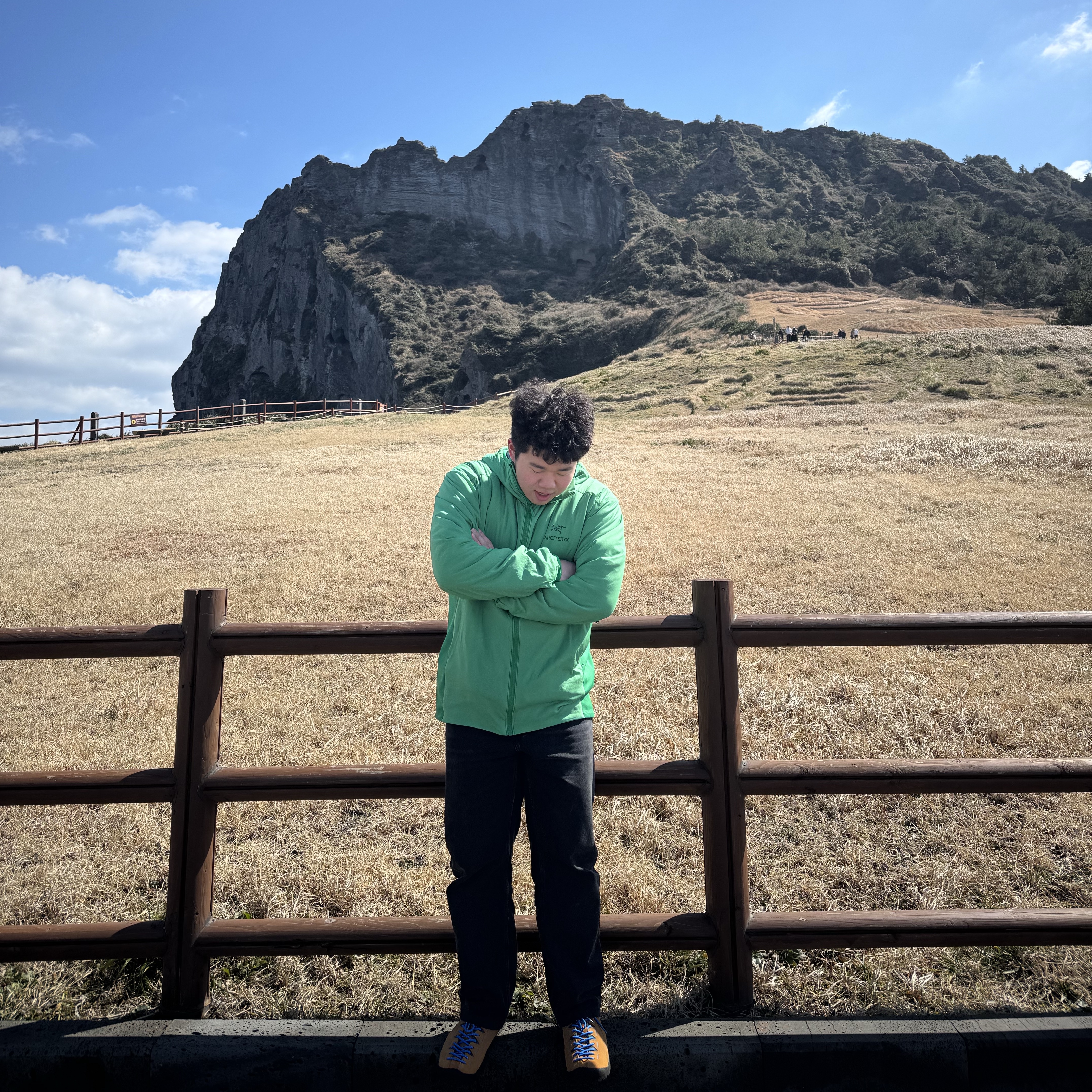 Arc'teryx Atom LT Hoody Jungle, Keen Jasper Suede Sneakers Camel 착용 스타일