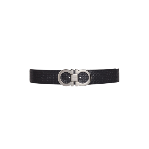 Ferragamo Reversible Adjustable Gancini Belt Black Fjord blue