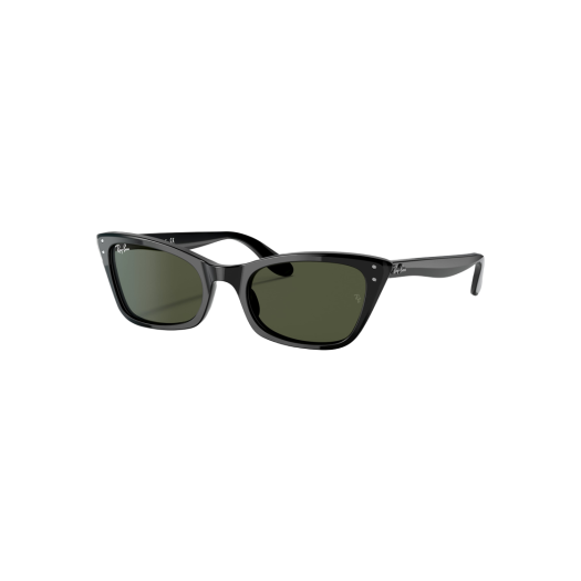 (W) Ray-Ban Lady Burbank Polished Black Frame Green Classic Lenses High Bridge Fit