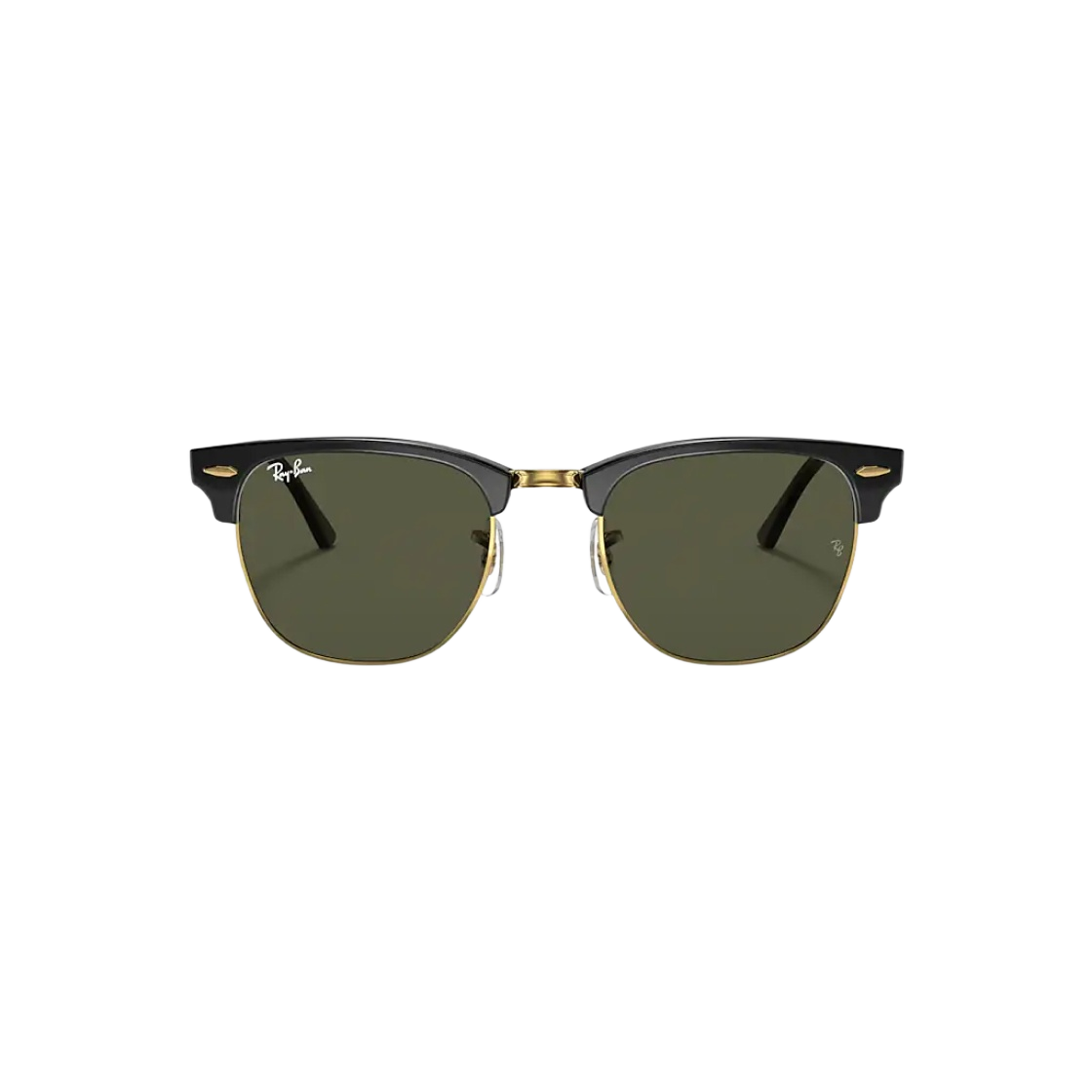 RB3016F-W0365 Ray-Ban Clubmaster Classic Gloss Black Frame Green Classic Lenses Low Bridge Fit - 대표 이미지 #1