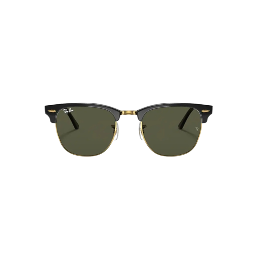 Ray-Ban Clubmaster Classic Gloss Black Frame Green Classic Lenses Low Bridge Fit