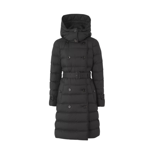 (W) Burberry Detachable Hood Down Filled Coat Black