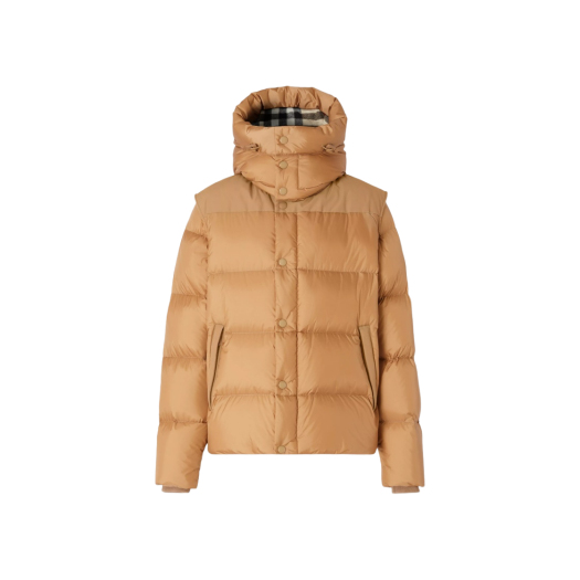 Burberry Detachable Sleeve Hooded Puffer Jacket Warm Honey