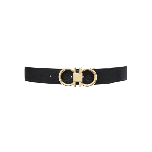 Ferragamo Reversible Adjustable Gancini Belt Black Cocoa