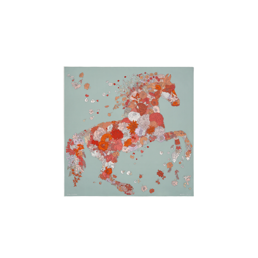 (W) Hermes Robe Legere Scarf 90 Gris Corail Rose Poudre