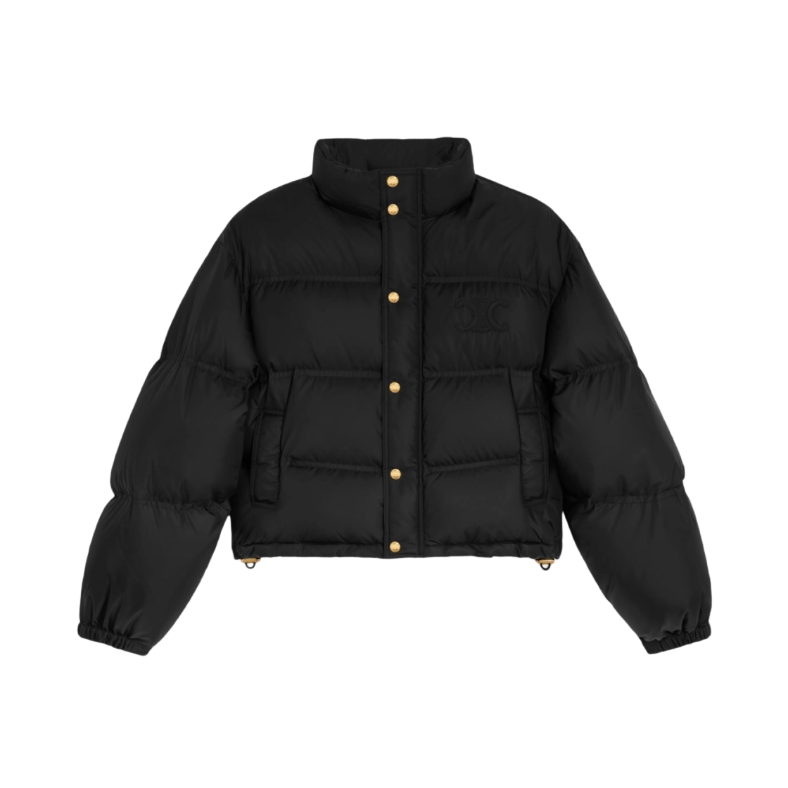 2W662092L-38NO (W) Celine Triomphe Lightweight Nylon Cropped Down Jacket Black - 대표 이미지 #1