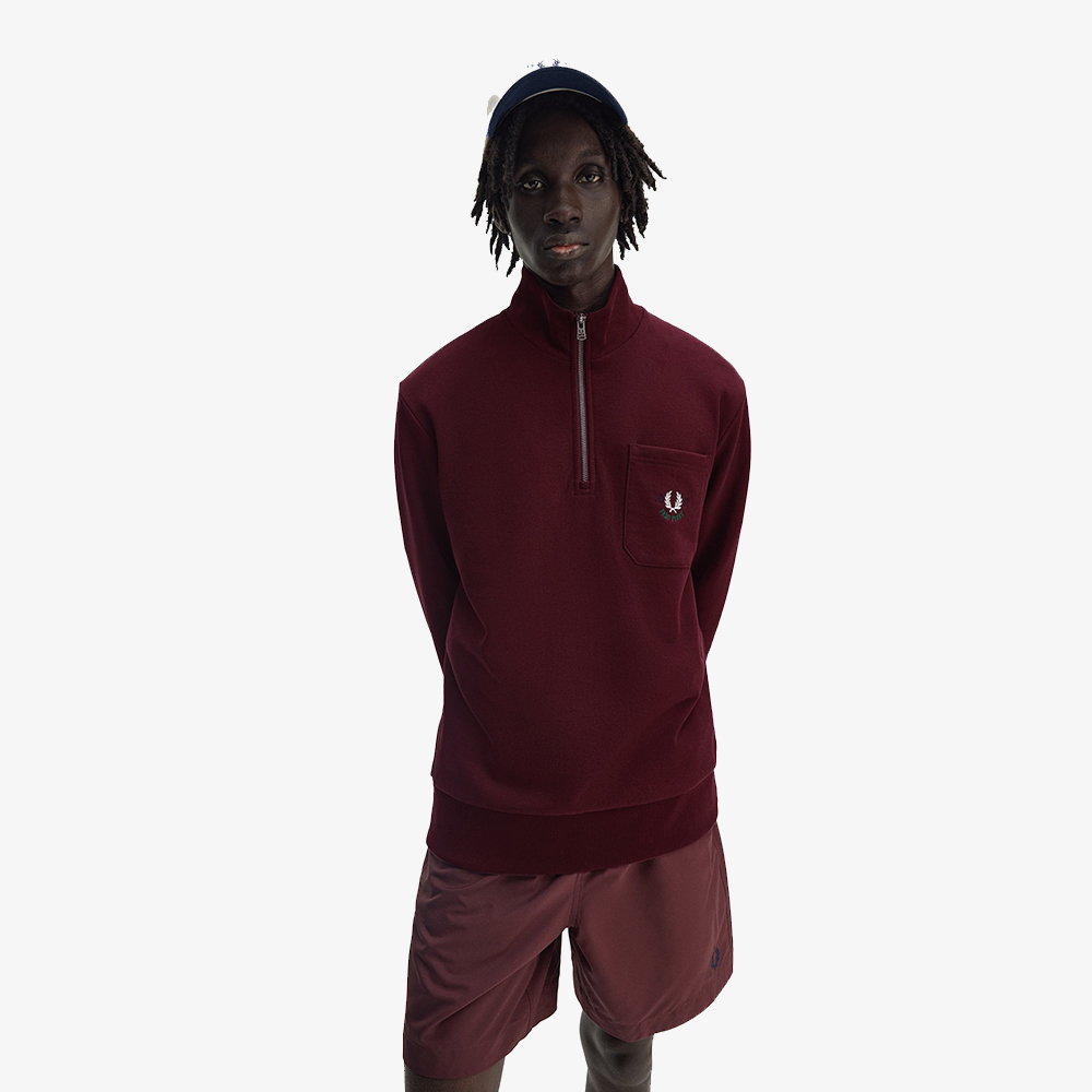 프레드페리 클럽하우스 엠브로이더드 챔피언 하프집 스웻셔츠 옥스블러드(Fred Perry Clubhouse Embroidered Champion Half Zip Sweatshirt Oxblood) - 5