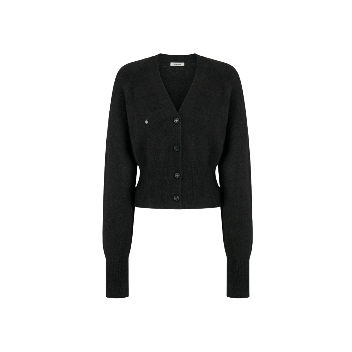 - (W) Aviemuah Eyelet Ribbed V-Neck Cardigan Dark Grey - 대표 이미지 #1
