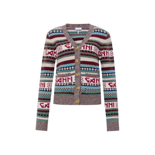 (W) Ganni Graphic Cardigan Bonbon