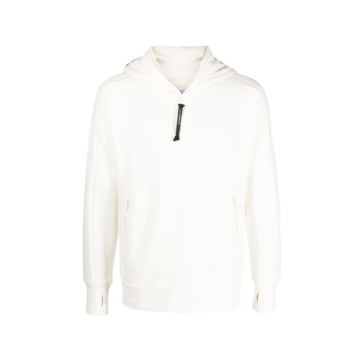 C.P. Company Diagonal Raised Fleece Zipped Goggle Hoodie Gauze White - 22FW