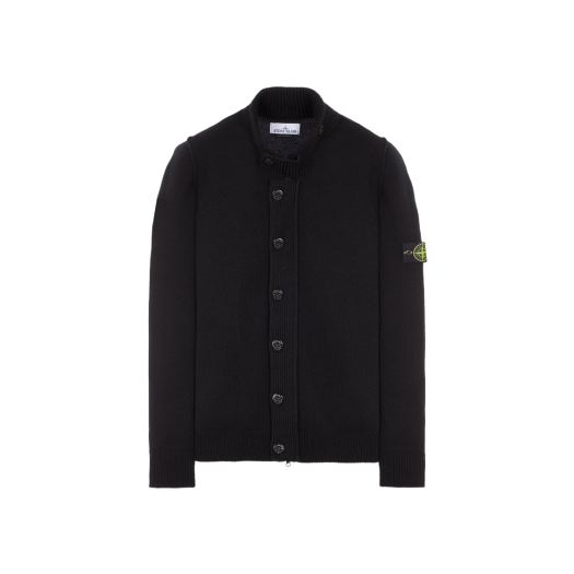 Stone Island 547A3 Lambswool Knit Cardigan Black - 23FW