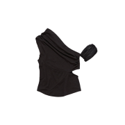 (W) Mischief Cowl Neck Short Sleeve Top Black