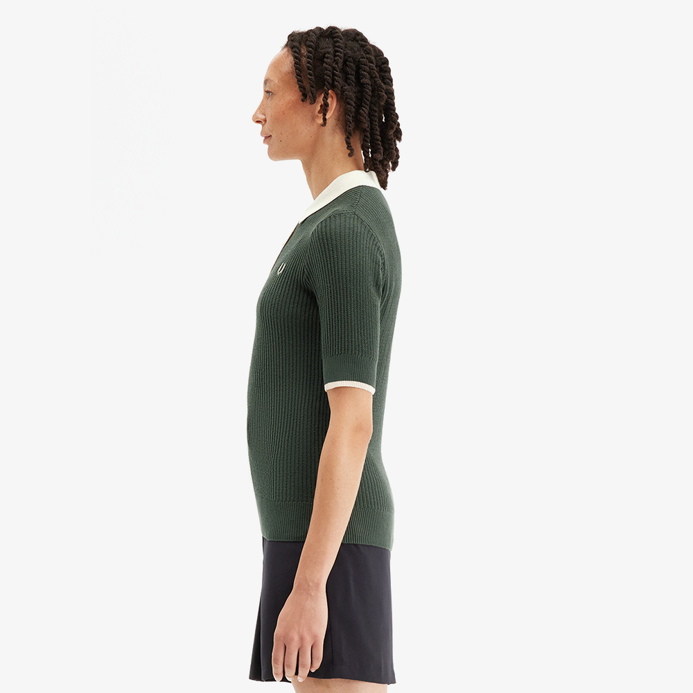 프레드페리 우먼즈 메시 니트 폴로 셔츠 코트 그린(Fred Perry Womens Mesh Knit Polo Shirt Court Green) - 3