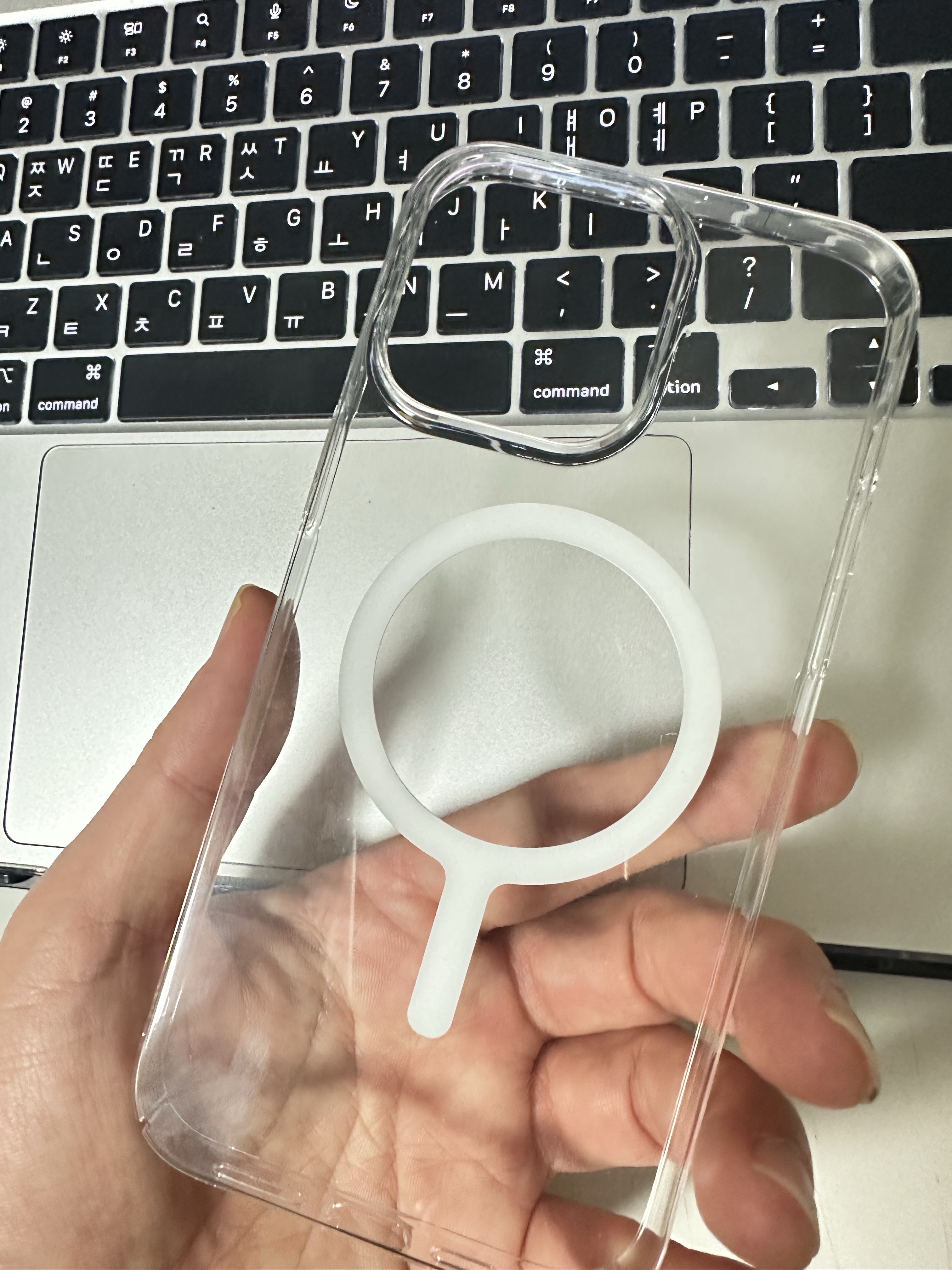 SINJIMORU MagSafe M Airofit Basic Transparent Slim Case iPhone 17 16 15 14 13 12 Mini Plus Pro Max 착용 스타일