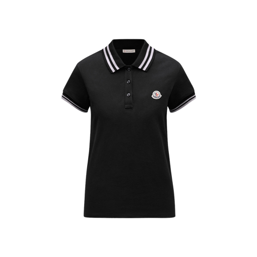 (W) Moncler Logo Patch Polo Shirt Black - 24SS