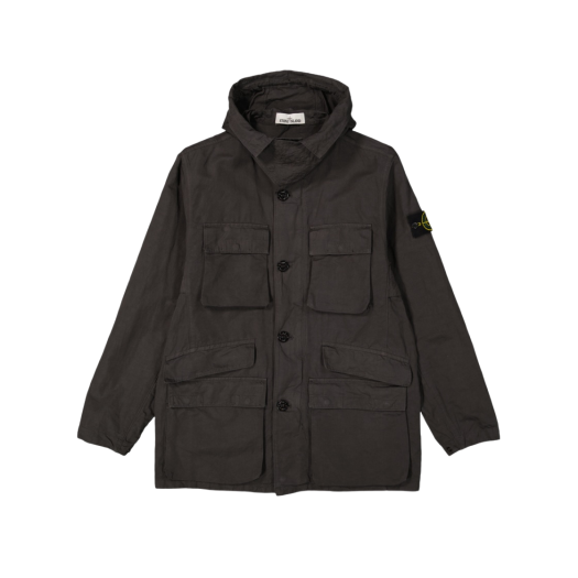 Stone Island 42306 Tela Cotone Lino Fiammato TC Garment Dyed Field Jacket Dark Grey - 22SS