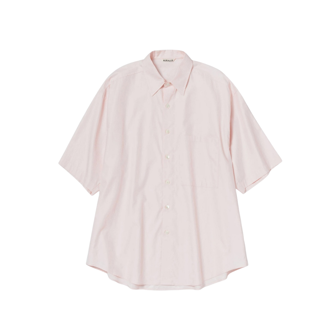 오라리 워시드 핀스 트윌 하프 슬리브 빅 셔츠 라이트 핑크- 22SS  