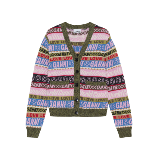 (W) Ganni Graphic Cardigan Multicolour