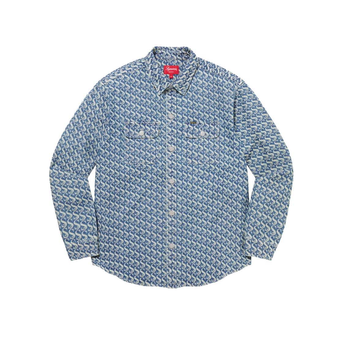 L)Supreme Jacquard Logos Denim Shirt（S supreme Jacquard Logos  