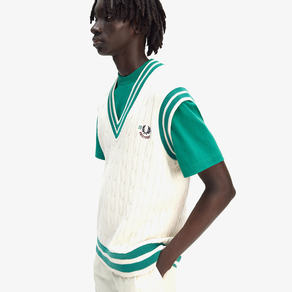프레드페리 클럽하우스 테니스 케이블 니트 베스트 에크루(Fred Perry Clubhouse Tennnis Cable Vest Ecru) - 4