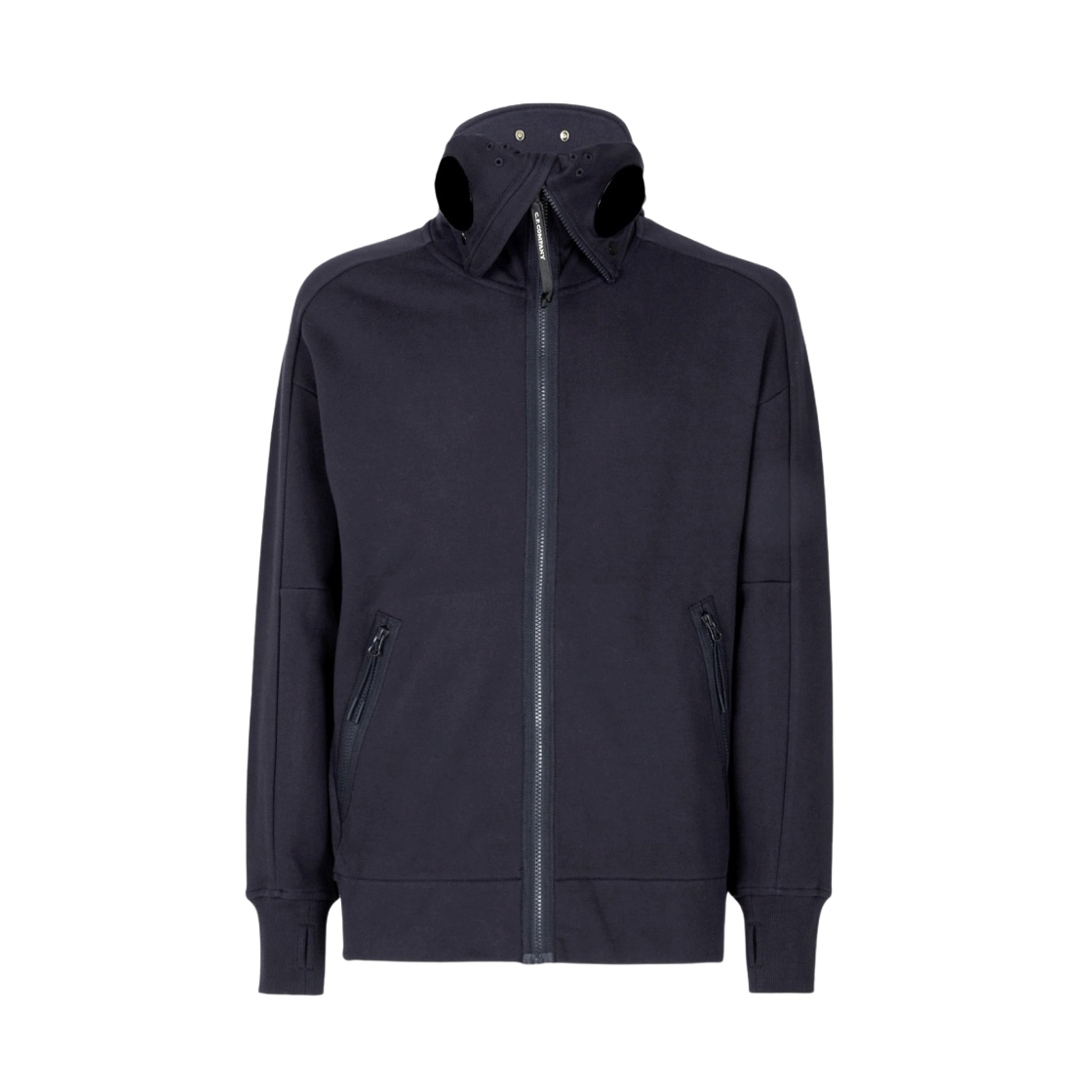 13CMSS062A005086W888 C.P. Company Diagonal Raised Fleece Zipped Goggle Hoodie Navy - 22FW - 대표 이미지 #1